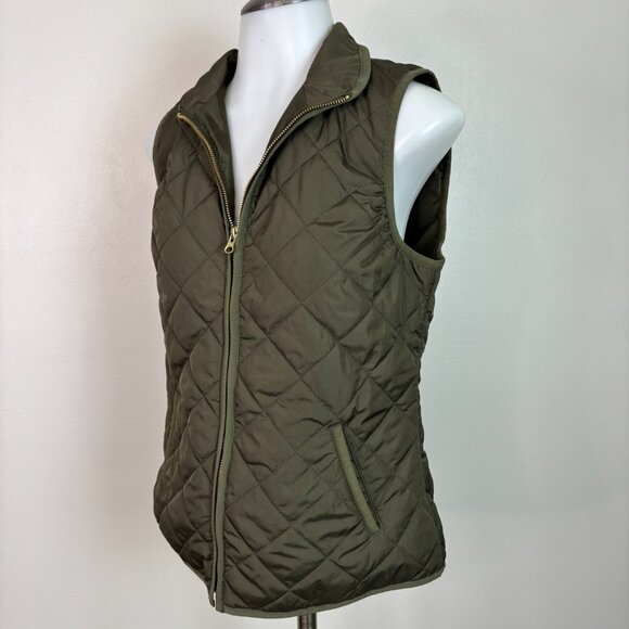 Old Navy Quilted Vest XS Olive Green Full-Zip Pockets Women's Jacket - Picture 4 of 12